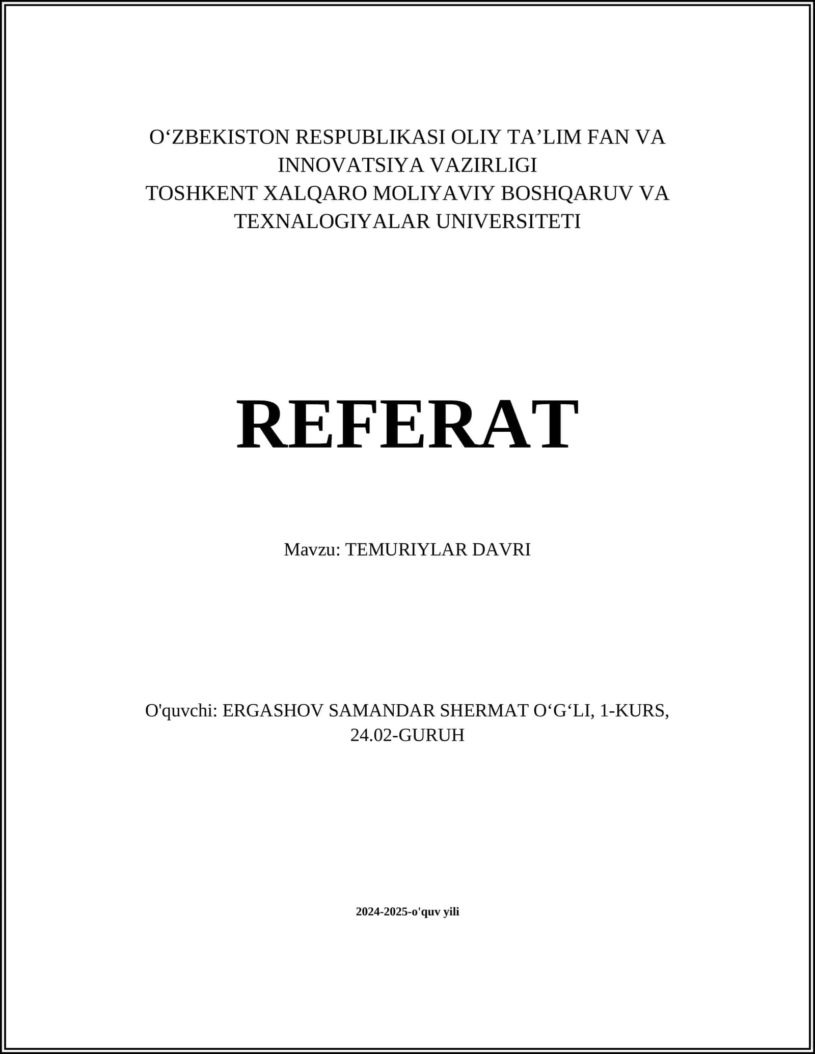 TEMURIYLAR DAVRI 1