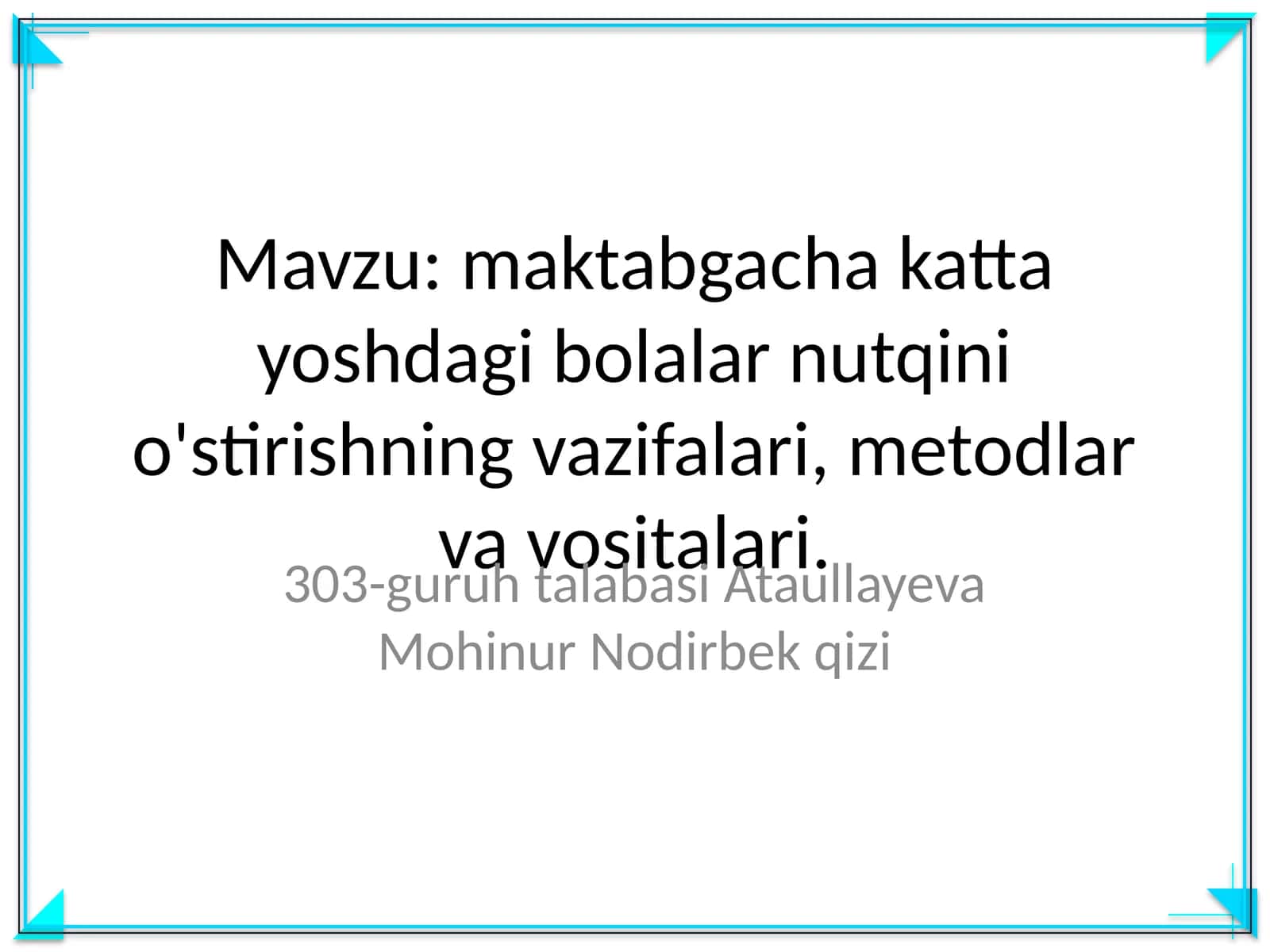 maktabgacha katta yoshdagi bolalar nutqini o'stirishning vazifalari, metodlar va vositalari 1