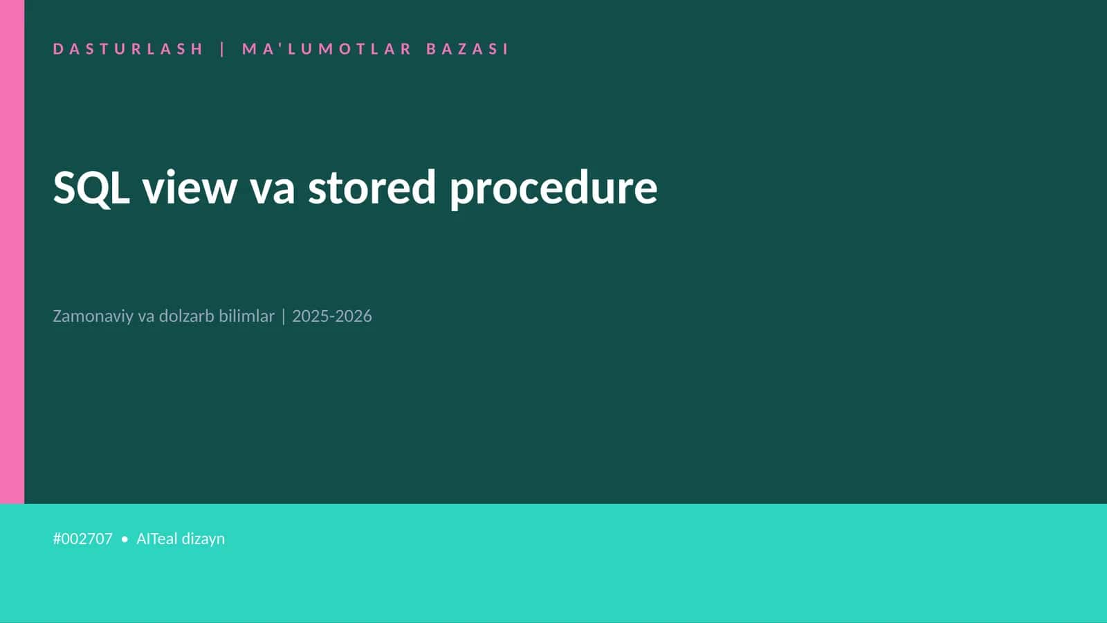 SQL view va stored procedure 1