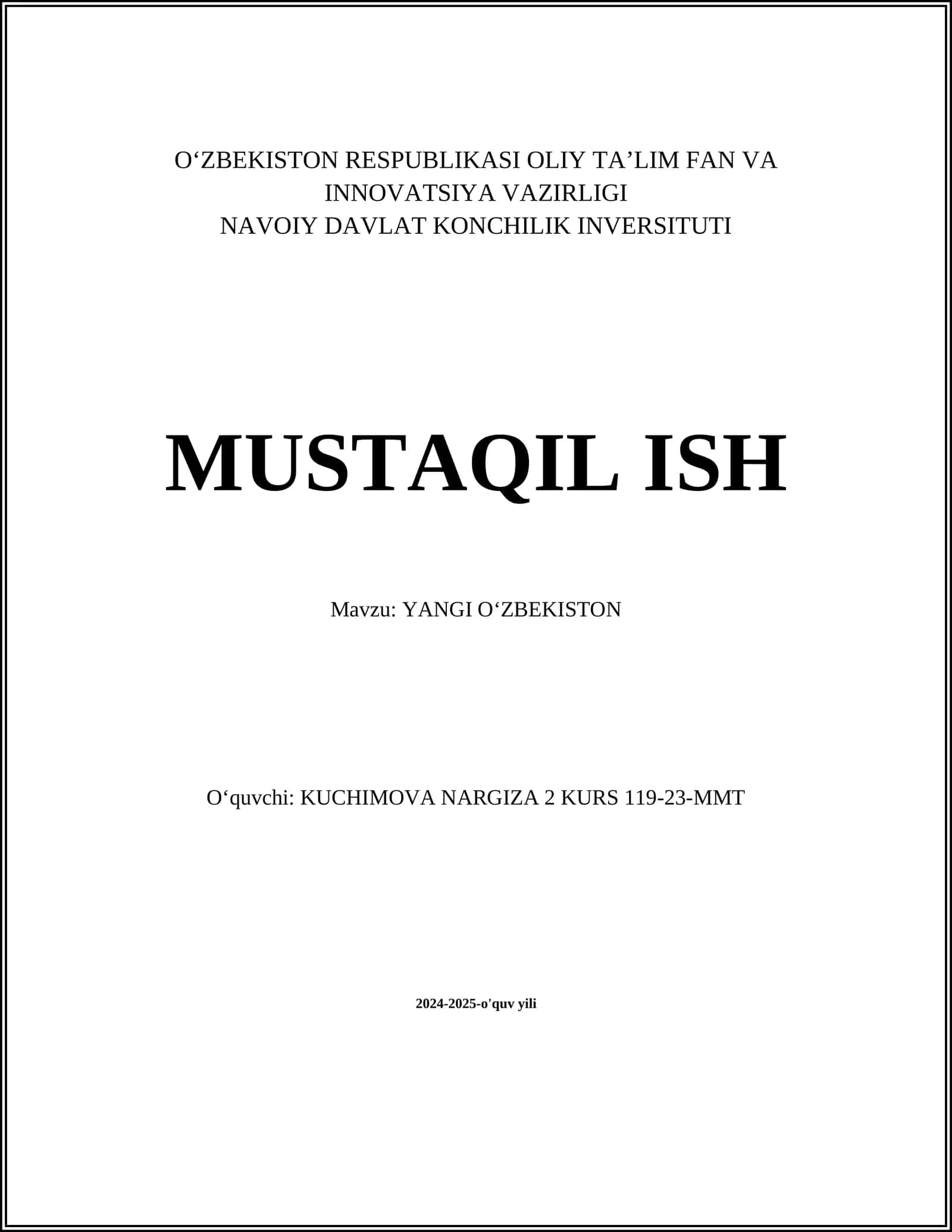 YANGI OʻZBEKISTON 1