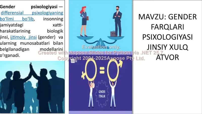 GENDER FARQLARI PSIXOLOGIYASI JINSIY XULQ ATVOR 1