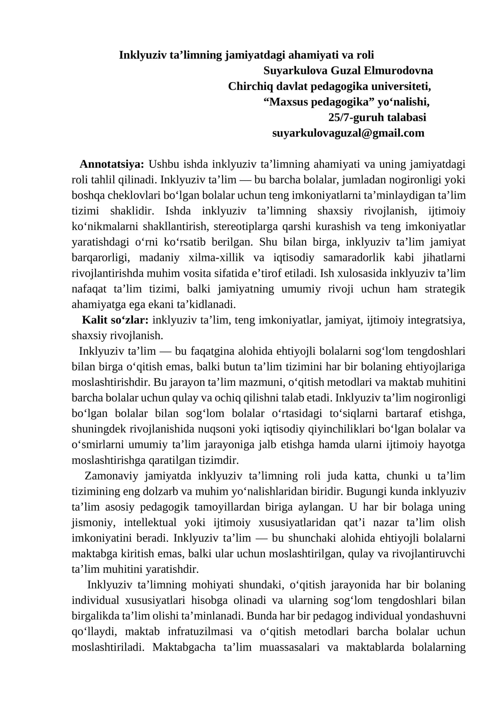 Inklyuziv ta’limning jamiyatdagi ahamiyati va roli 1