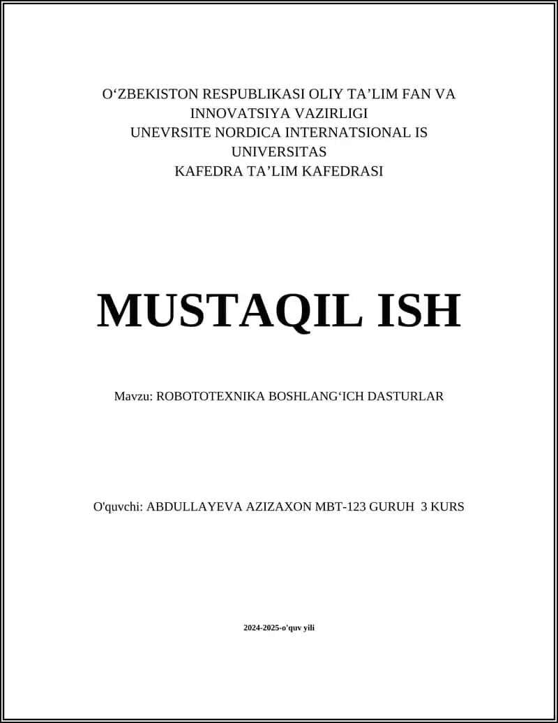 ROBOTOTEXNIKA BOSHLANGʻICH DASTURLAR 1