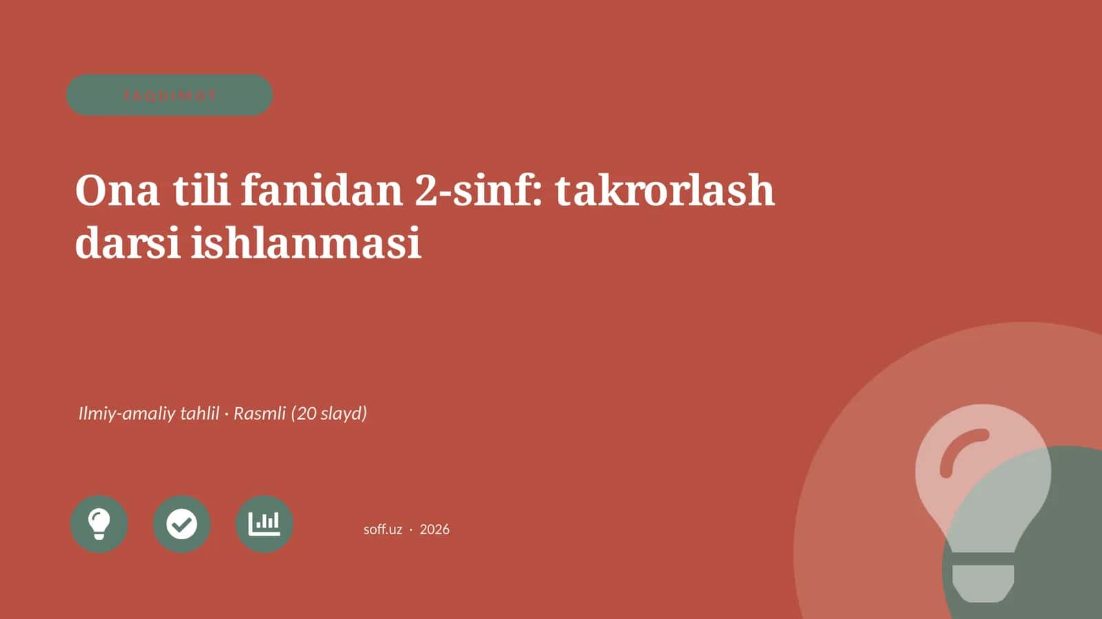 Ona tili fanidan 2-sinf: takrorlash darsi ishlanmasi 1