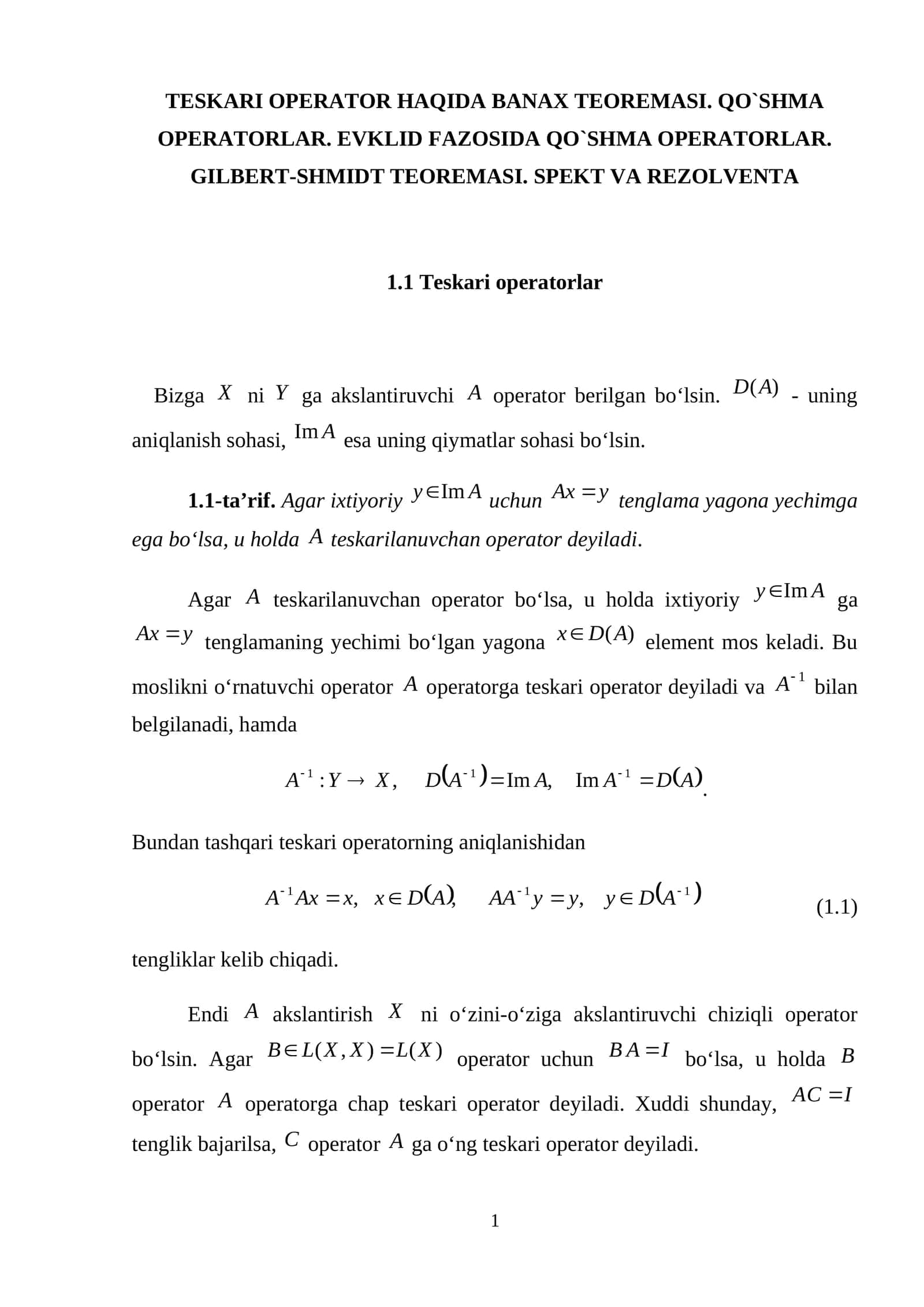 Teskari operatorlar 1