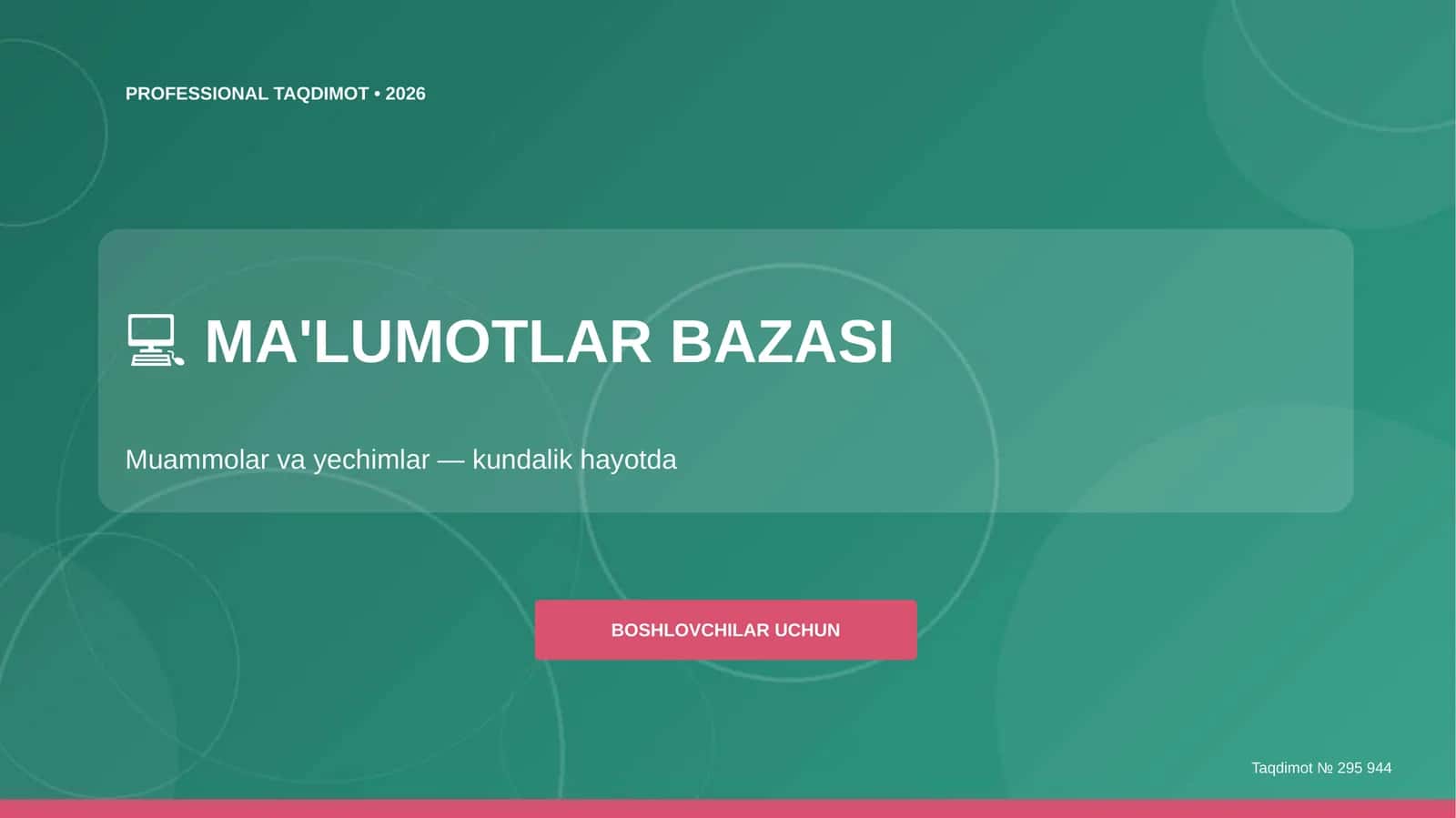 MA'LUMOTLAR BAZASI 1