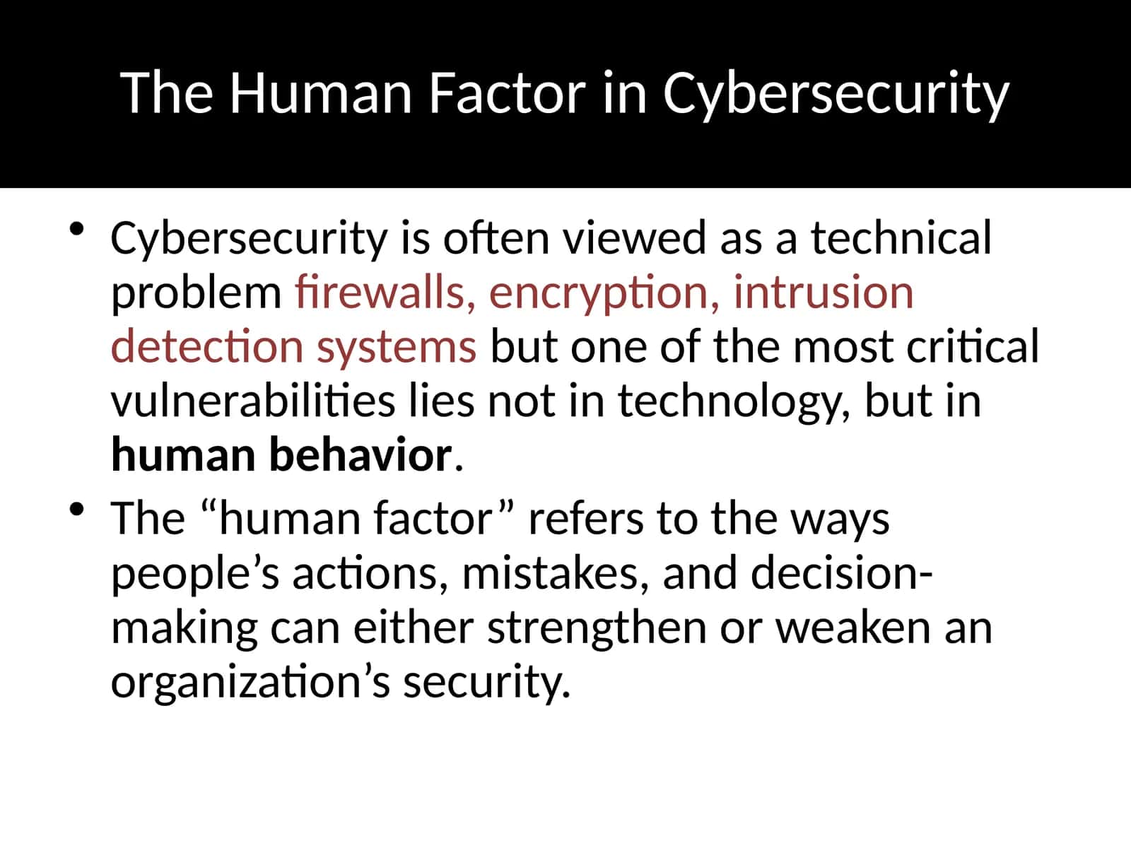 The Human Factor in Cybersecurity 1