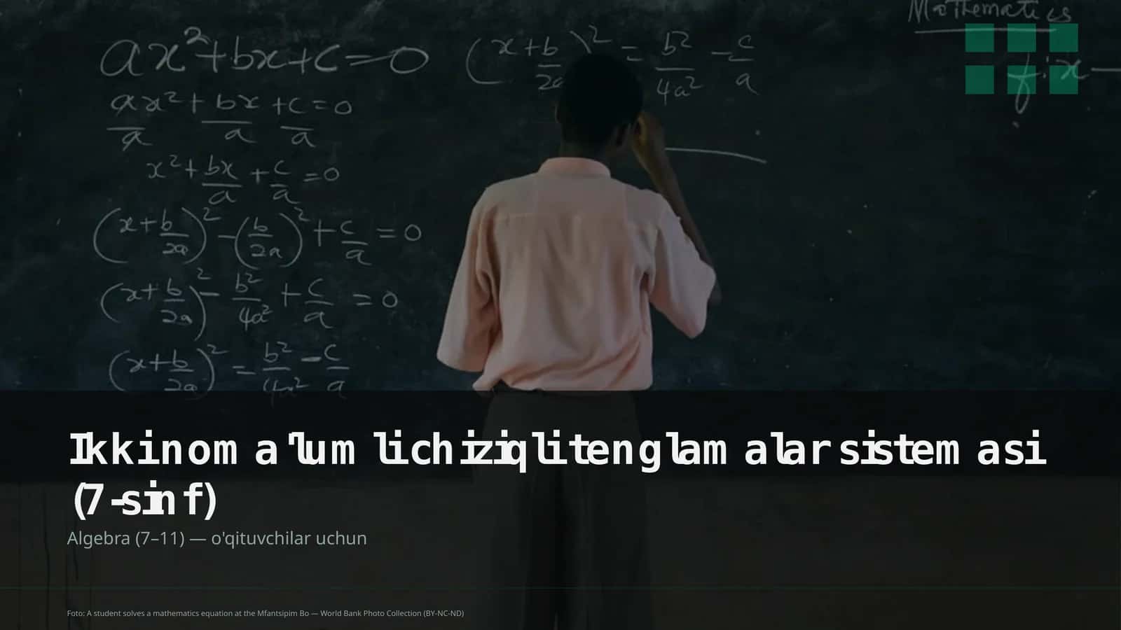 Ikki noma'lumli chiziqli tenglamalar sistemasi (7-sinf) 1