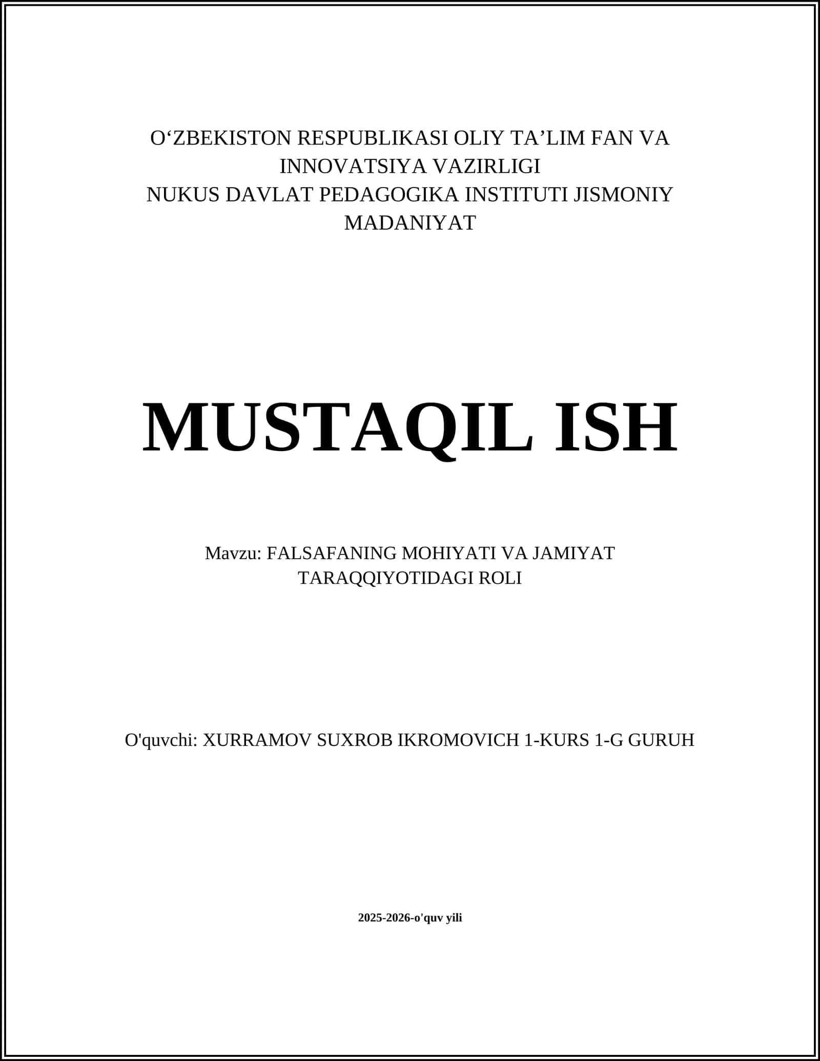 FALSAFANING MOHIYATI VA JAMIYAT TARAQQIYOTIDAGI ROLI 1