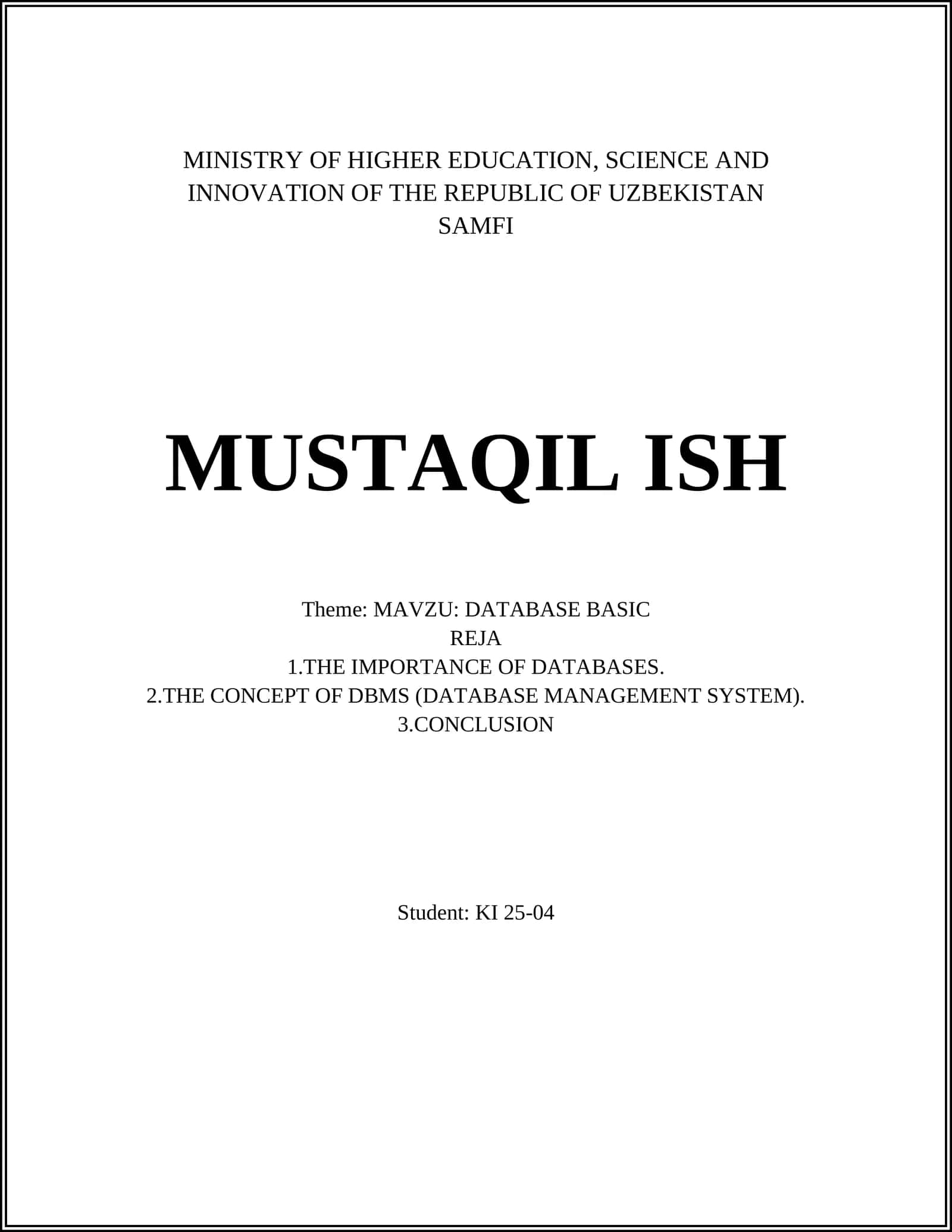 DATABASE BASIC 1