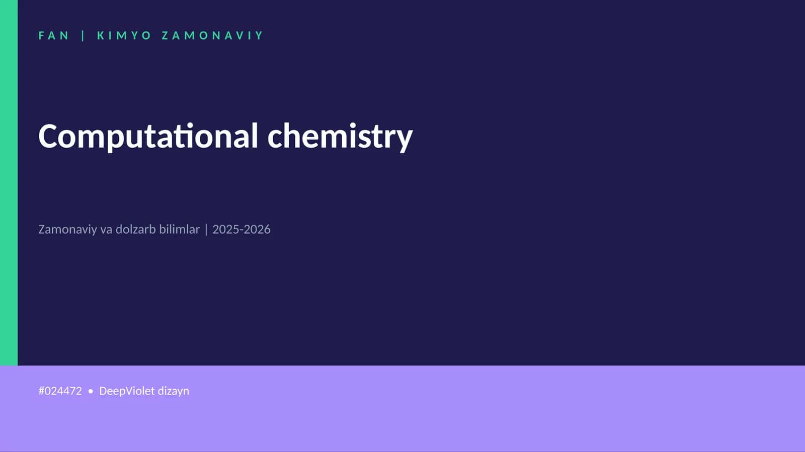 Computational chemistry 1