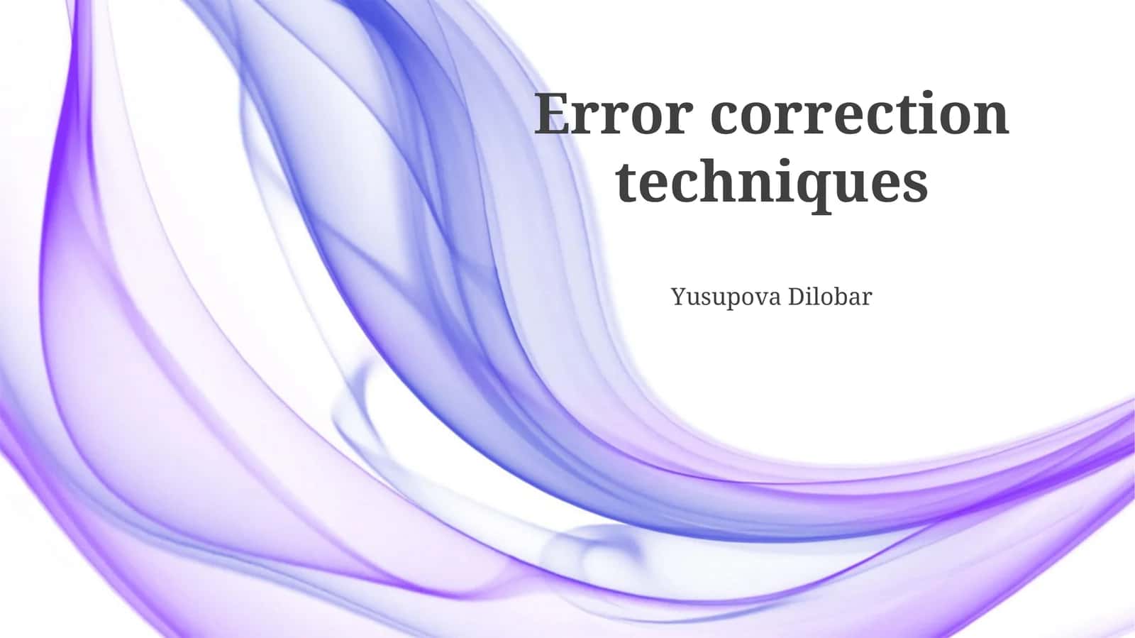 Error correction techniques 1