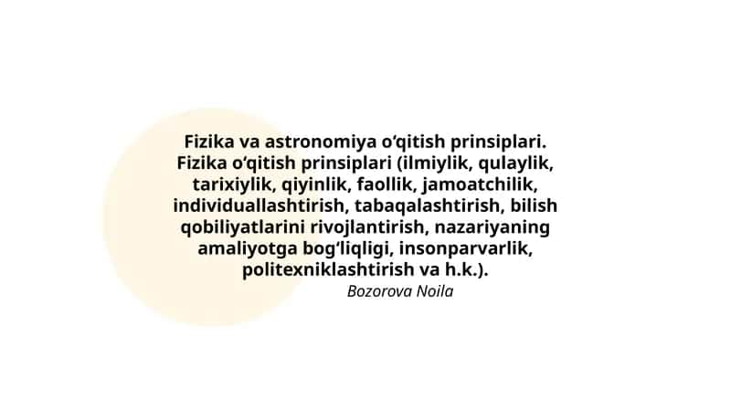 Fizika va astronomiya o‘qitish prinsiplari 1