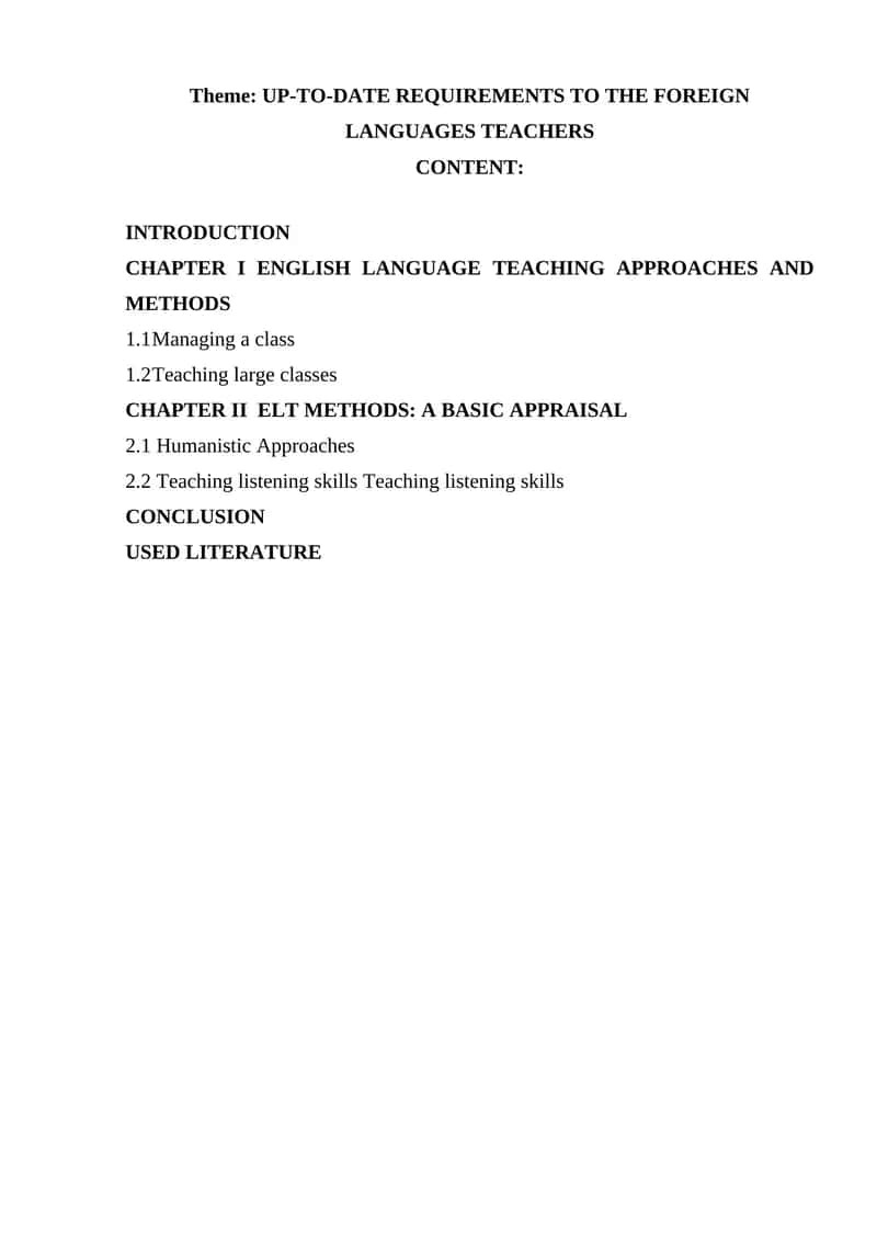 English Language Teaching Methods Course 1