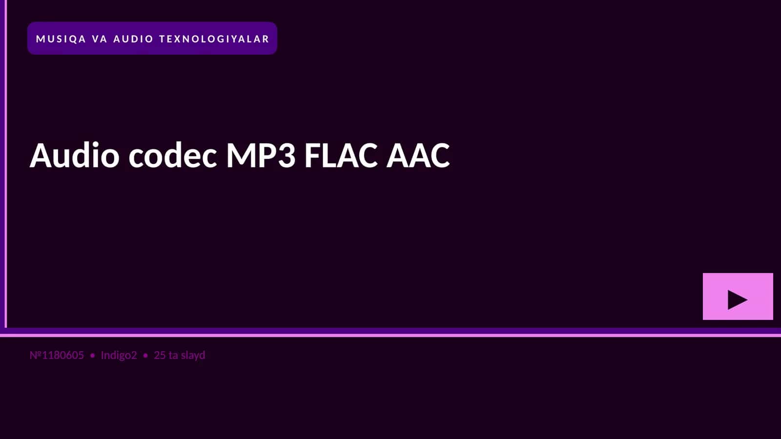 MUSIQA VA AUDIO TEXNOLOGIYALAR 1