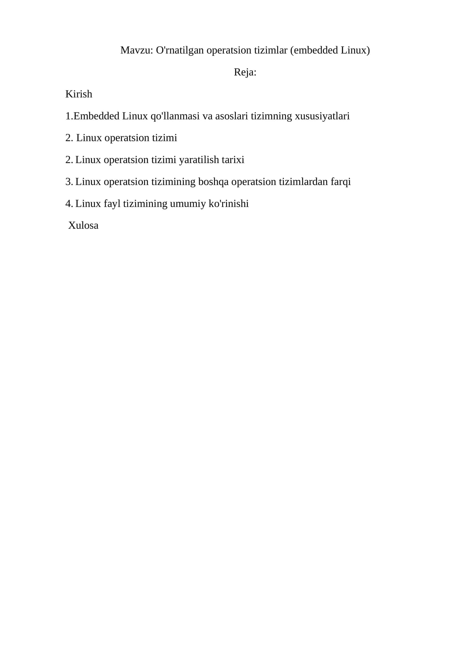 Ornatilgan tizimlar (Embadded Linux) 1