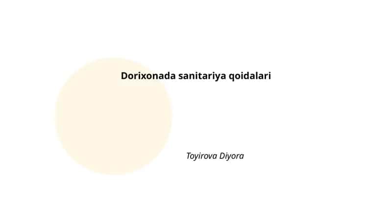 Dorixonada sanitariya qoidalari 1