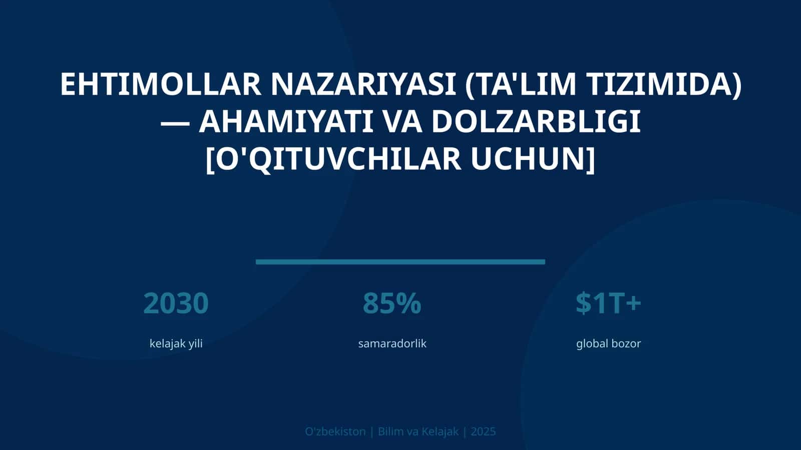 Ehtimollar nazariyasi (ta'lim tizimida) — ahamiyati va dolzarbligi [o'qituvchilar uchun] 1
