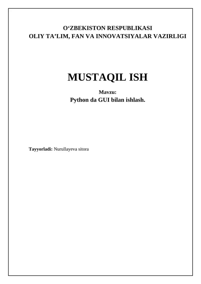 Python da GUI bilan ishlash 1