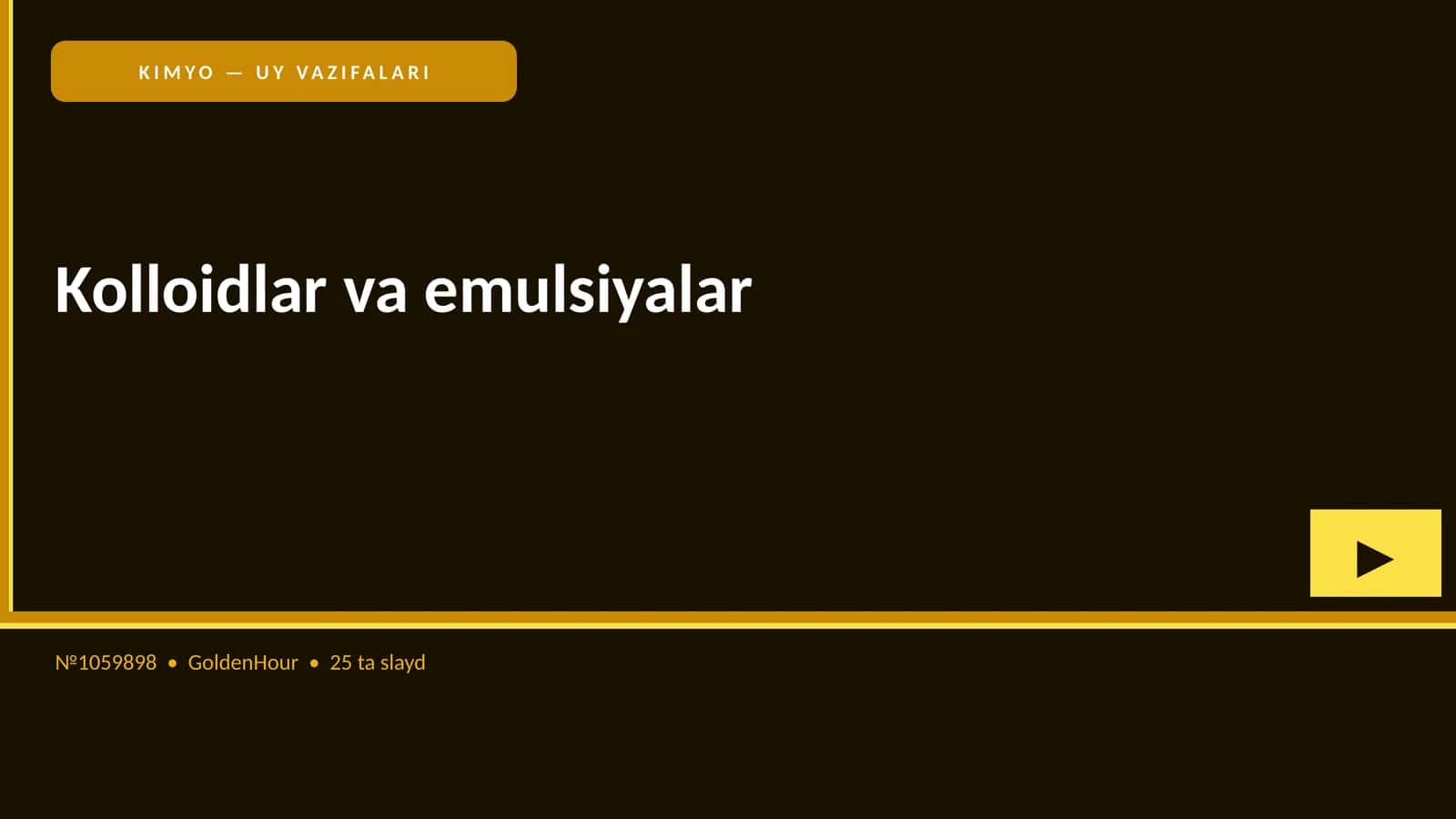 Kolloidlar va emulsiyalar 1