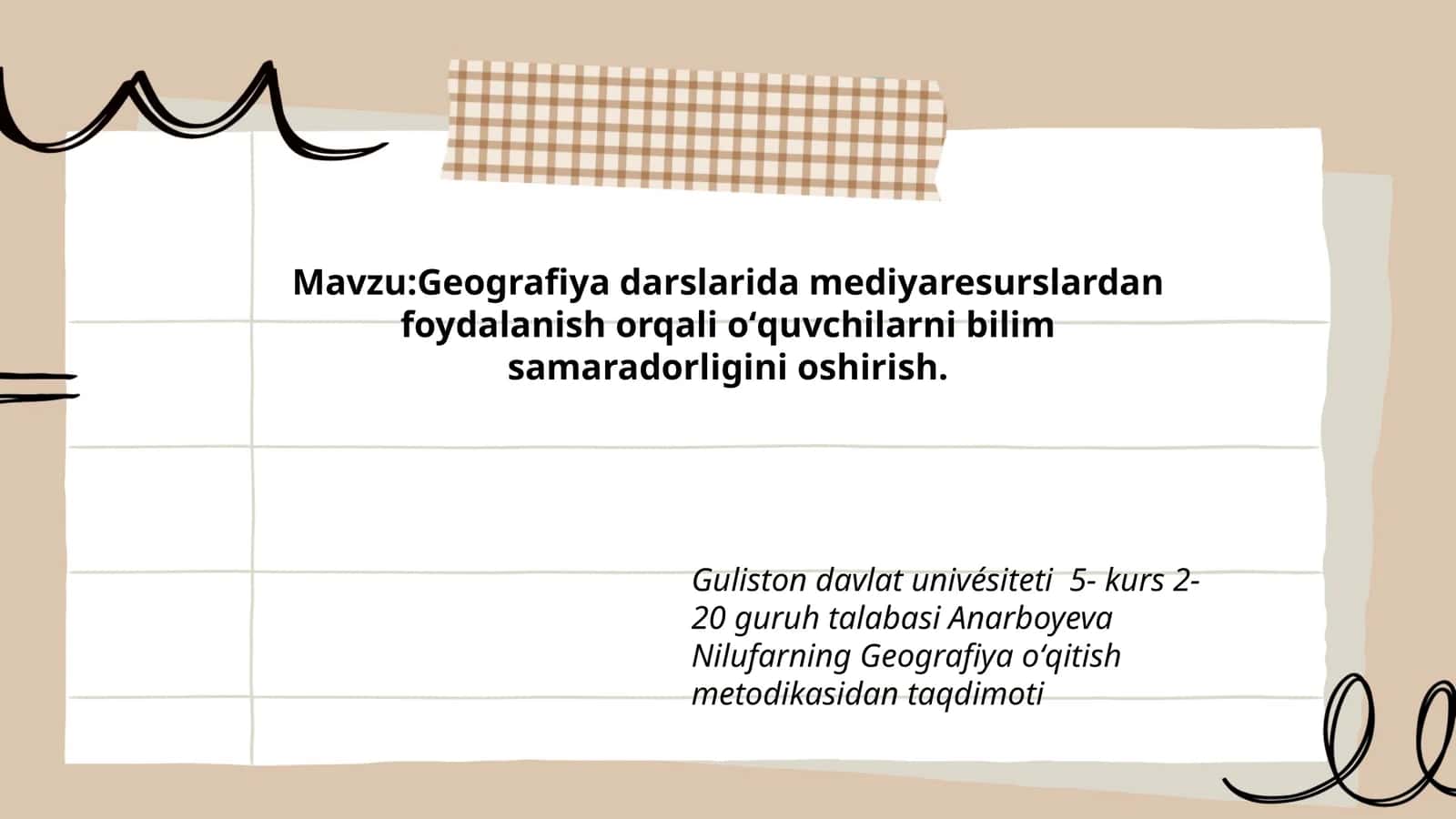 Geografiya oʻqitish metodikasi 1