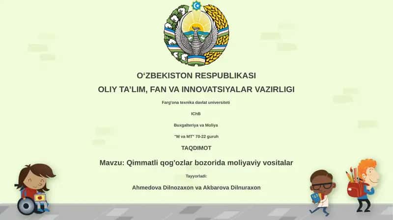 Qimmatli qog'ozlar bozorida moliyaviy vositalar 1