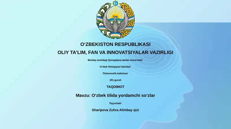 Yordamchi so'zlarning Ta'rifi va Tasnifi 1