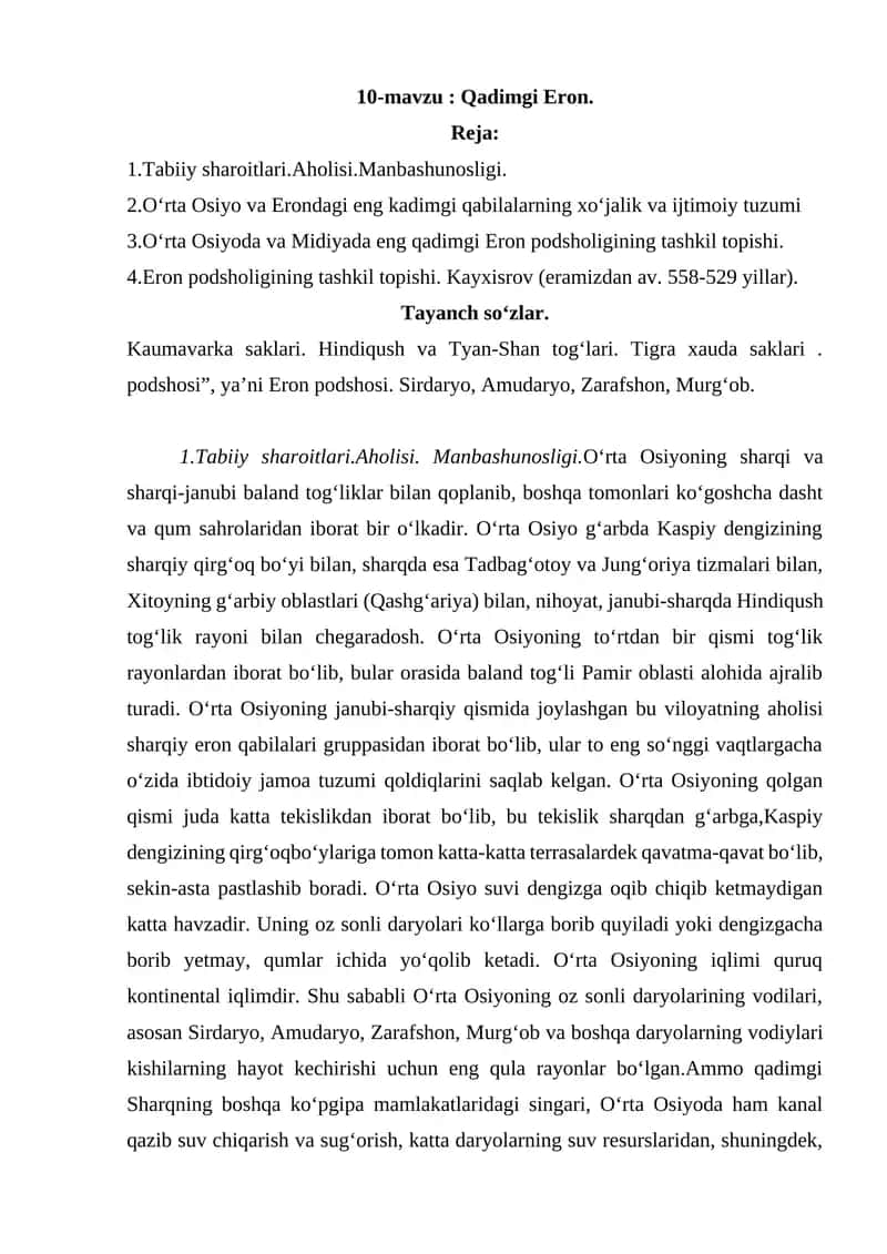 10-mavzu: Qadimgi Eron 1