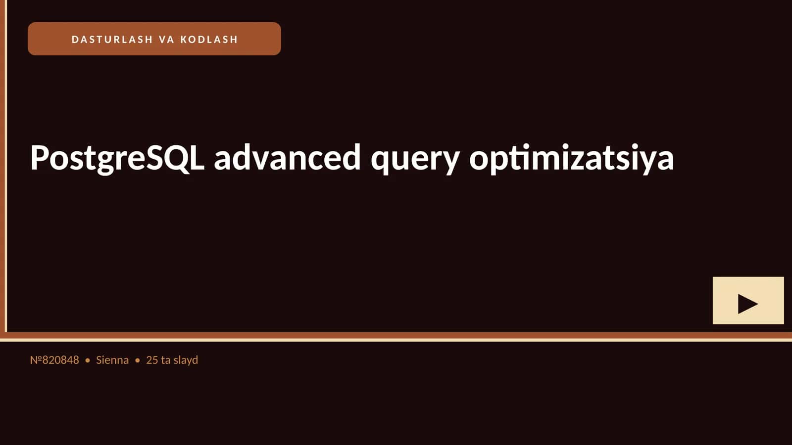PostgreSQL advanced query optimizatsiya 1