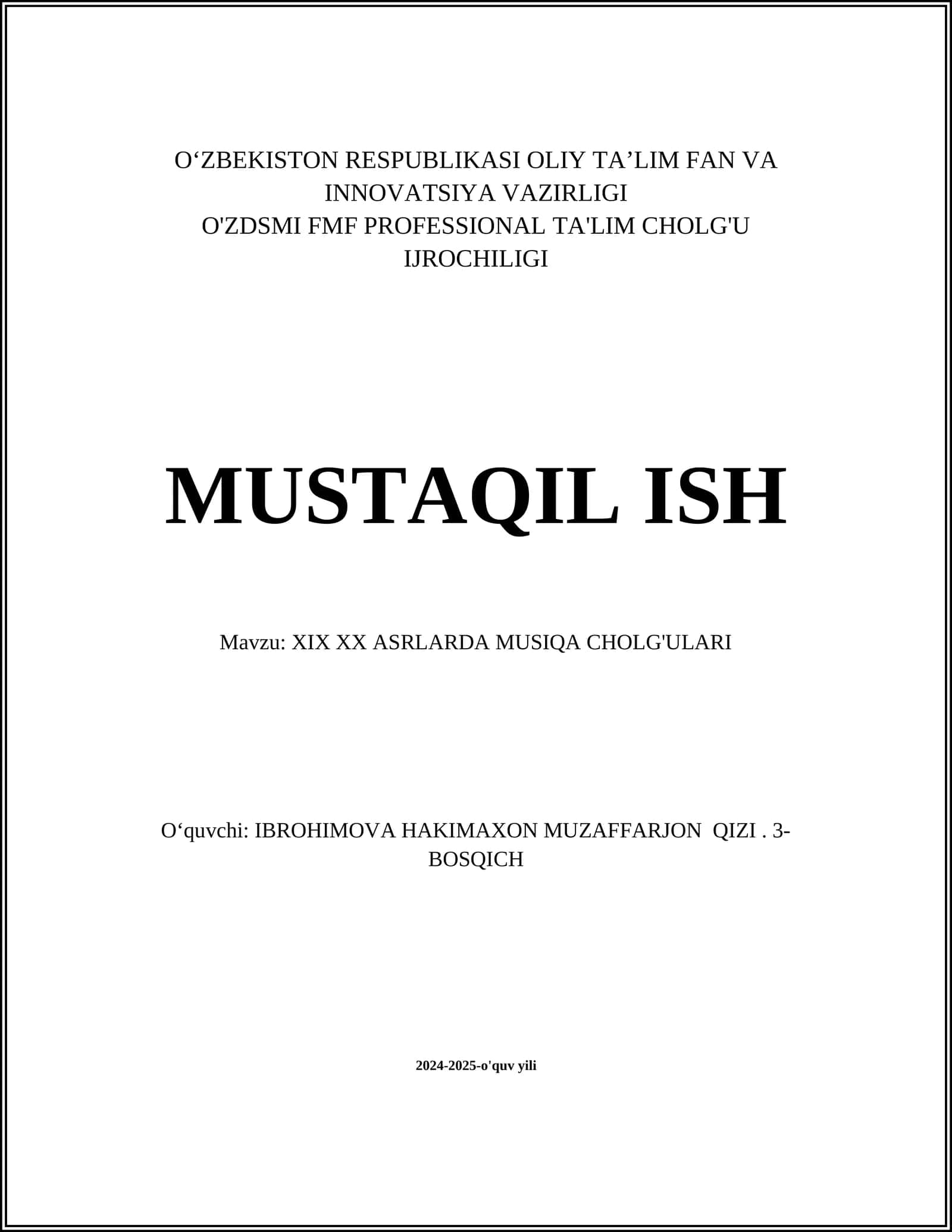 XIX XX ASRLARDA MUSIQA CHOLG'ULARI 1