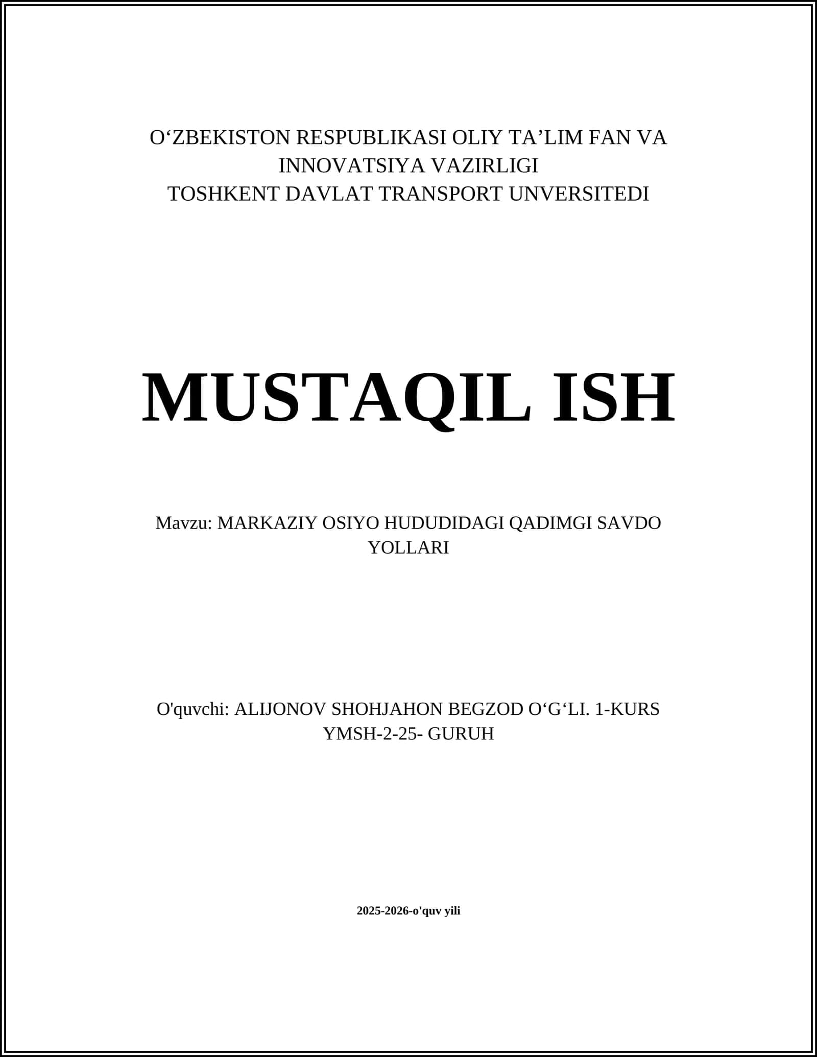 MARKAZIY OSIYODAGI QADIMGI SAVDO YOLLARI 1
