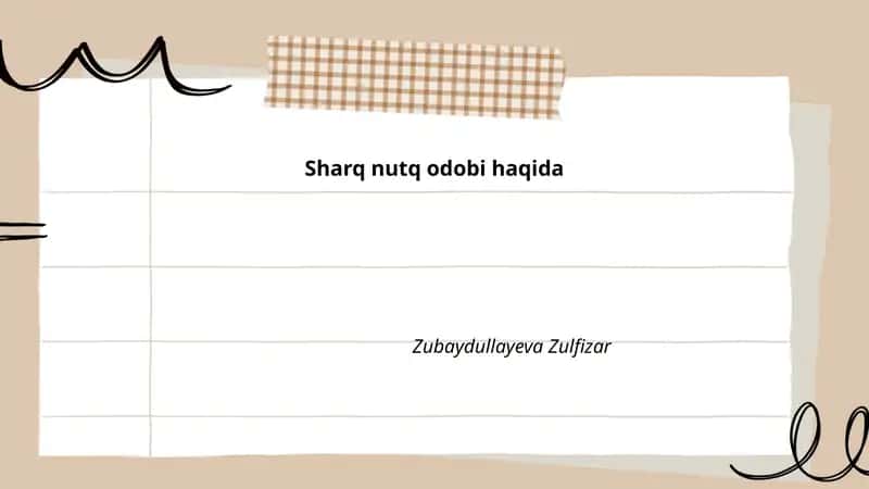 Sharq nutq odobi haqida 1