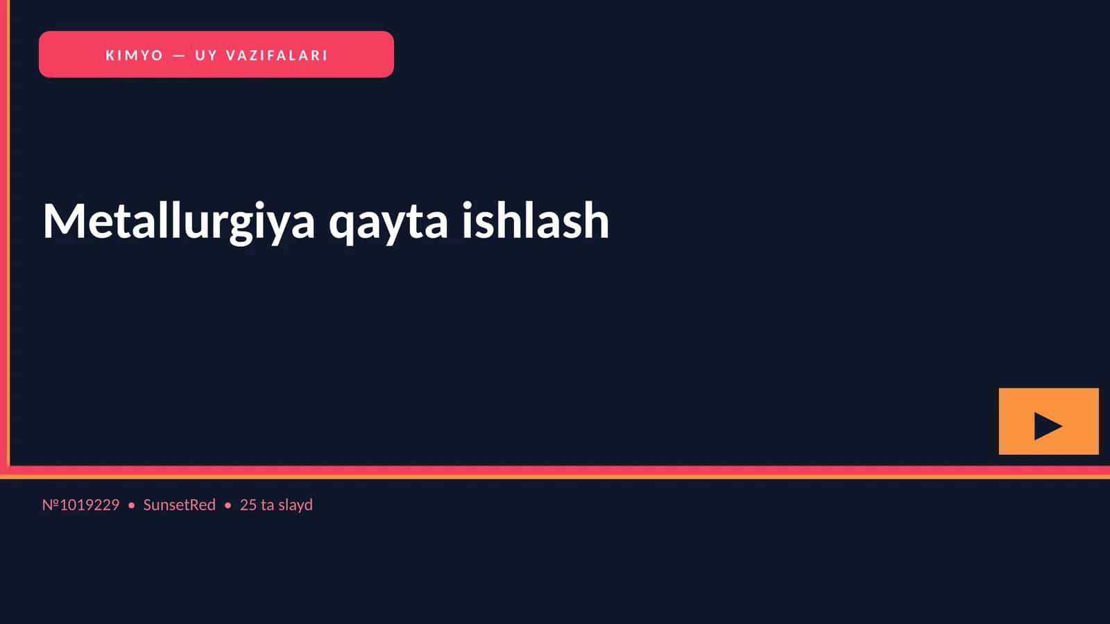 KIMYO — UY VAZIFALARI 1