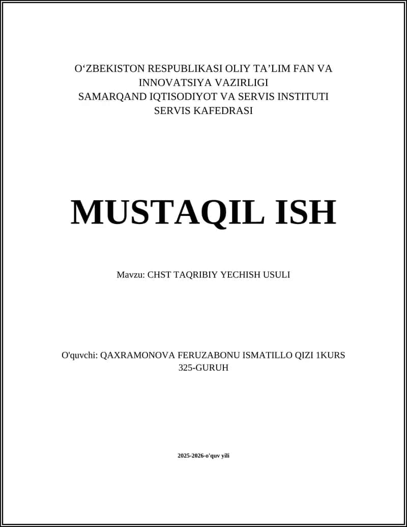 CHST TAQRIBIY YECHISH USULI 1