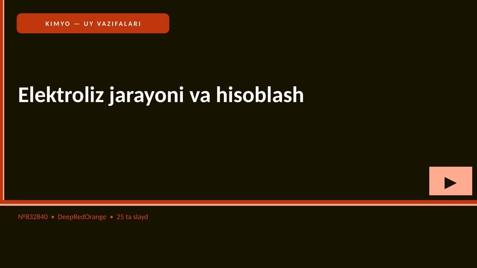 KIMYO — UY VAZIFALARI 1