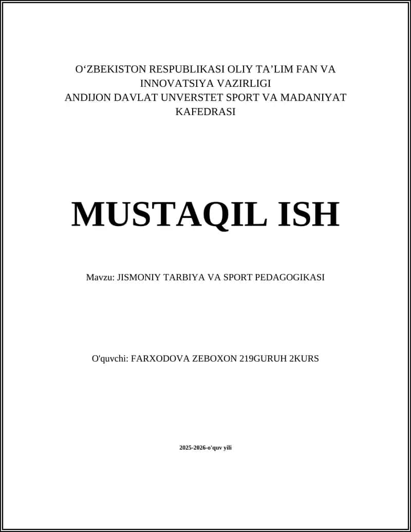 Jismoniy tarbiya va sport pedagogikasi 1