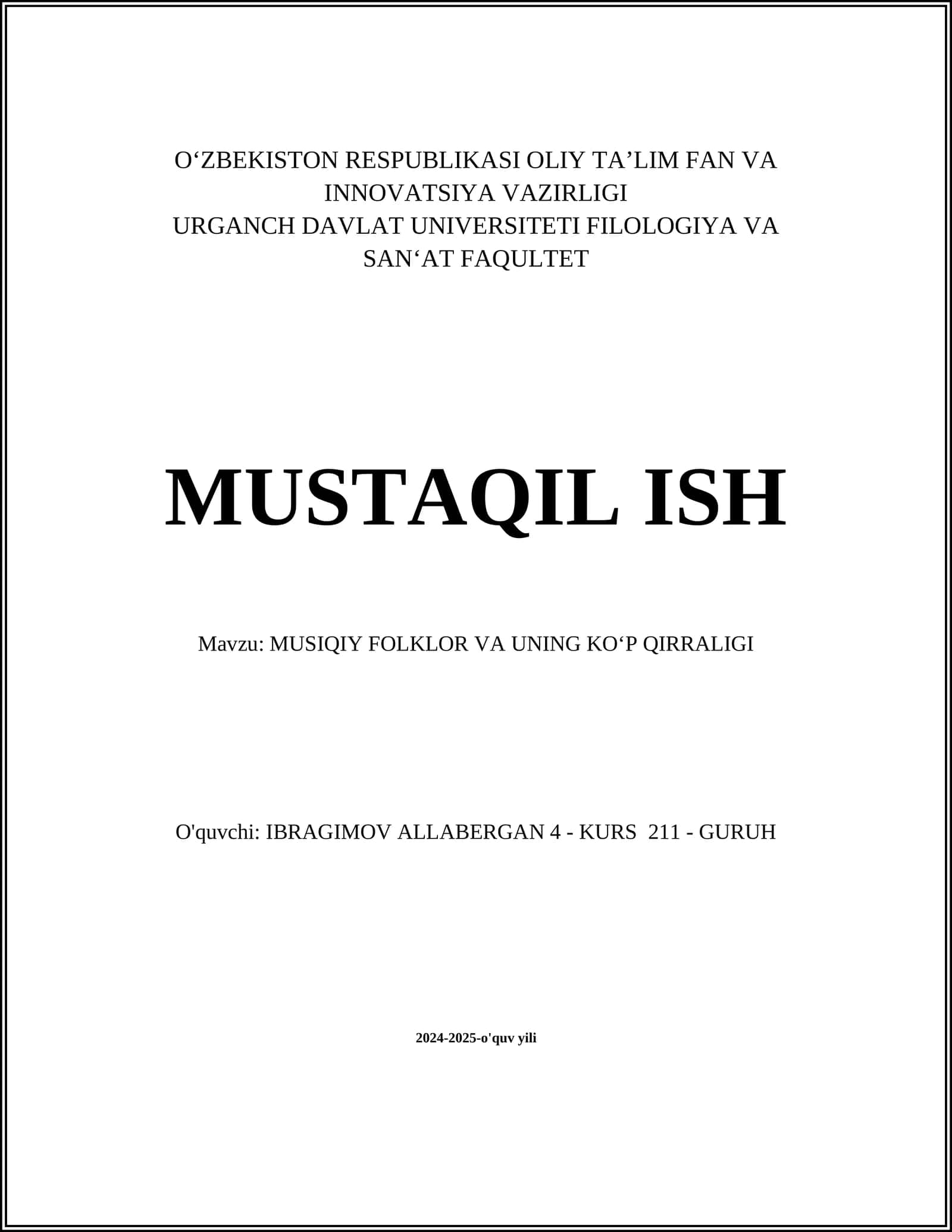 MUSIQIY FOLKLOR VA UNING KO‘P QIRRALIGI 1