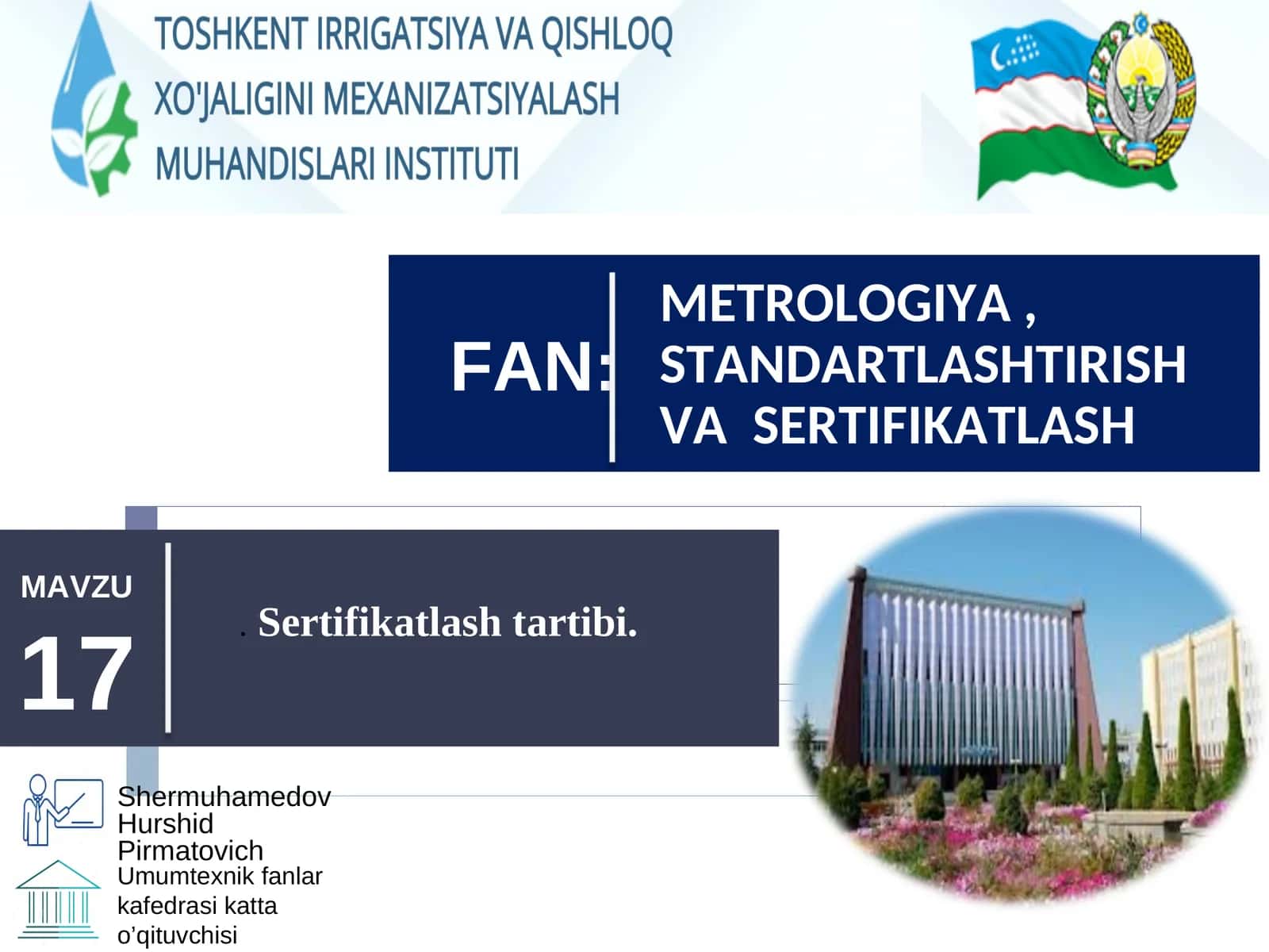 METROLOGIYA, STANDARTLASHTIRISH VA SERTIFIKATLASH 1