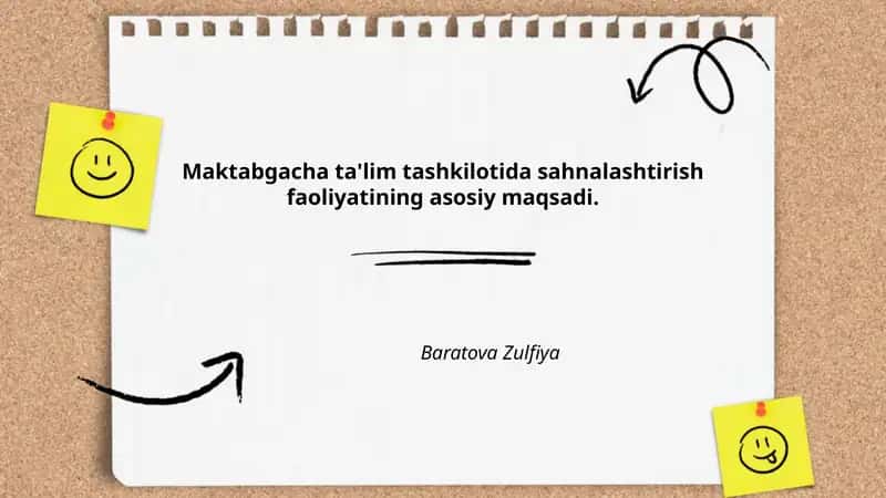 Maktabgacha ta'lim tashkilotida sahnalashtirish faoliyatining asosiy maqsadi 1
