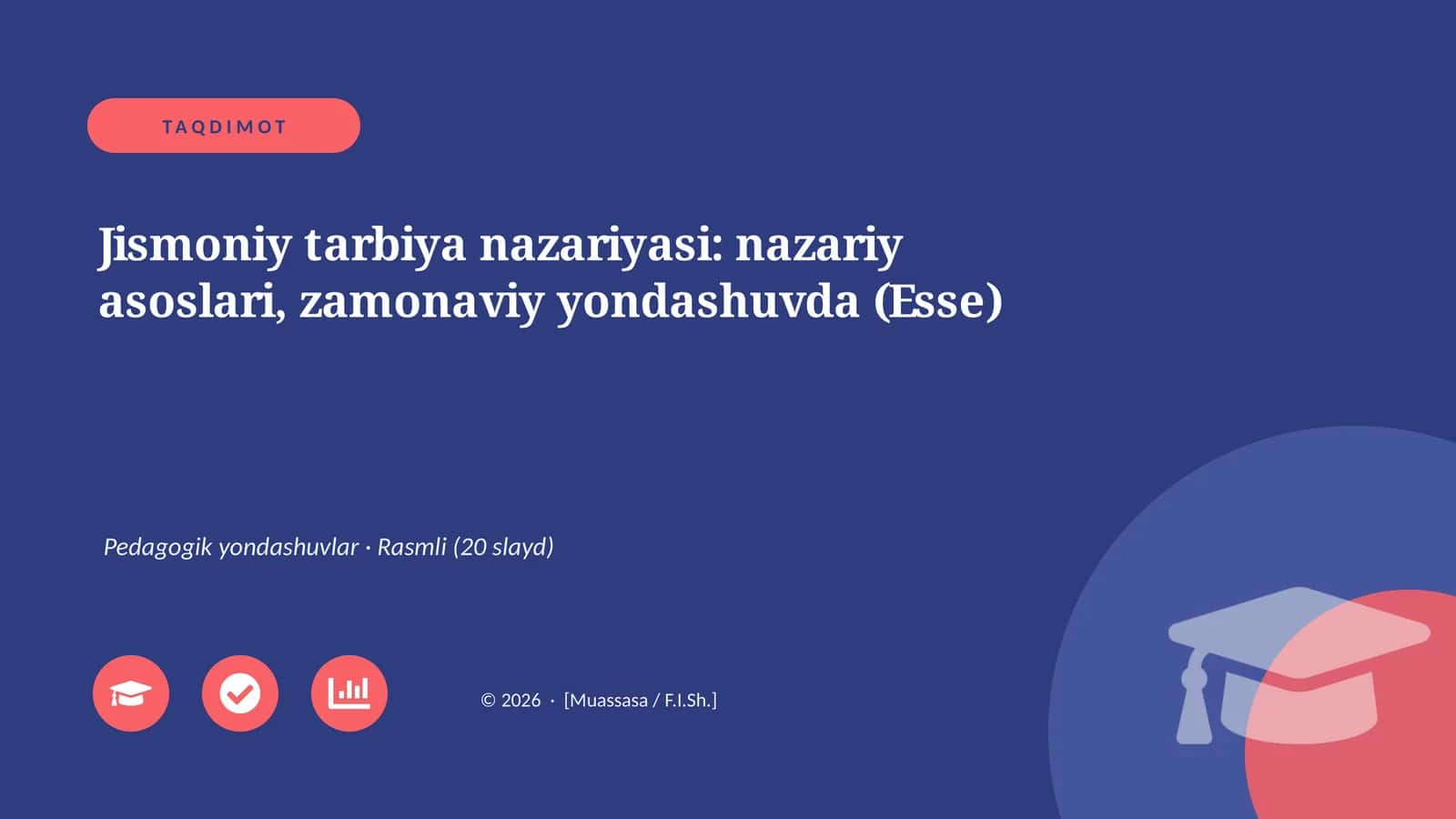 Jismoniy tarbiya nazariyasi: nazariy asoslari, zamonaviy yondashuvda (Esse) 1
