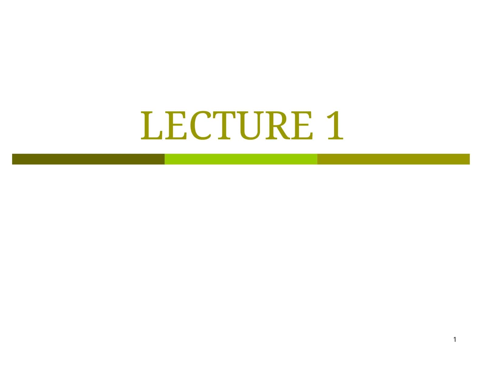 Lecture 1 1