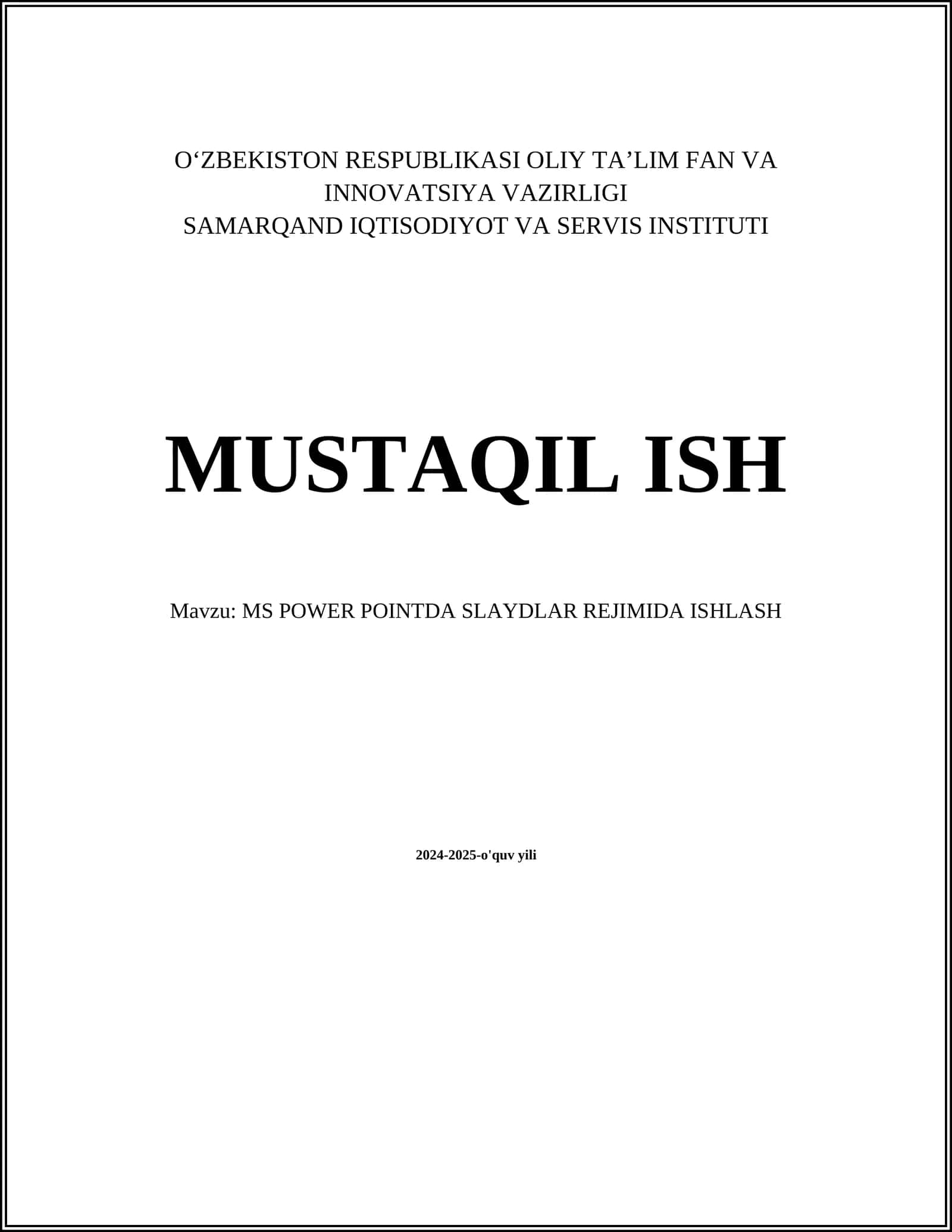 MS POWER POINTDA SLAYDLAR REJIMIDA ISHLASH 1