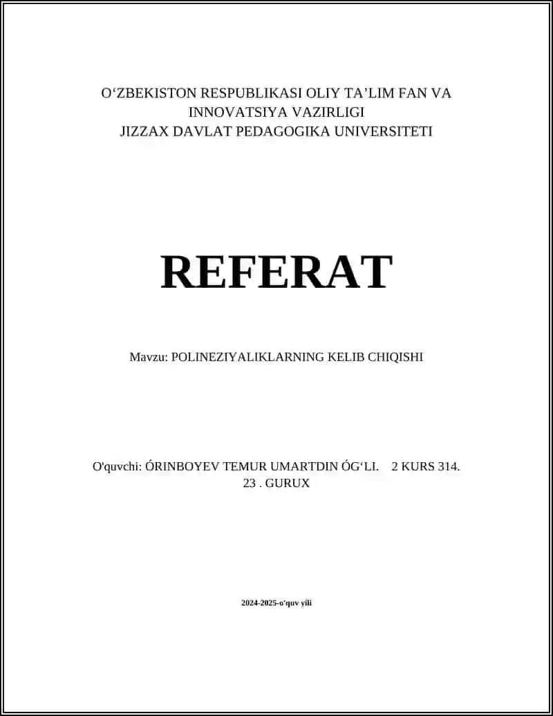 POLINEZIYALIKLARNING KELIB CHIQISHI