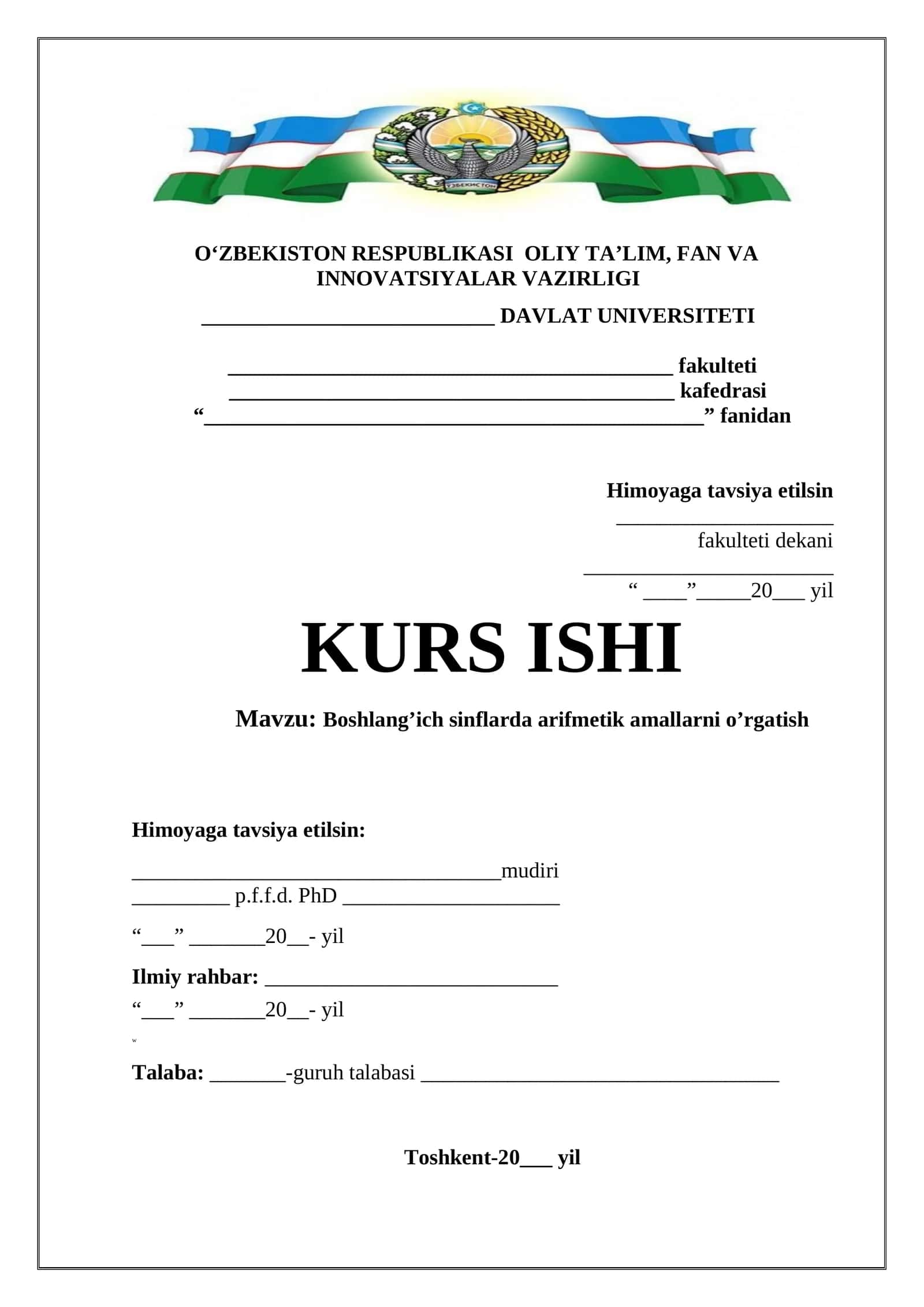 Boshlang'ich sinflarda arifmetik amallarni o'rgatish 1
