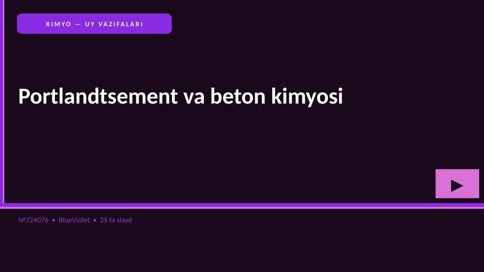 KIMYO — UY VAZIFALARI 1