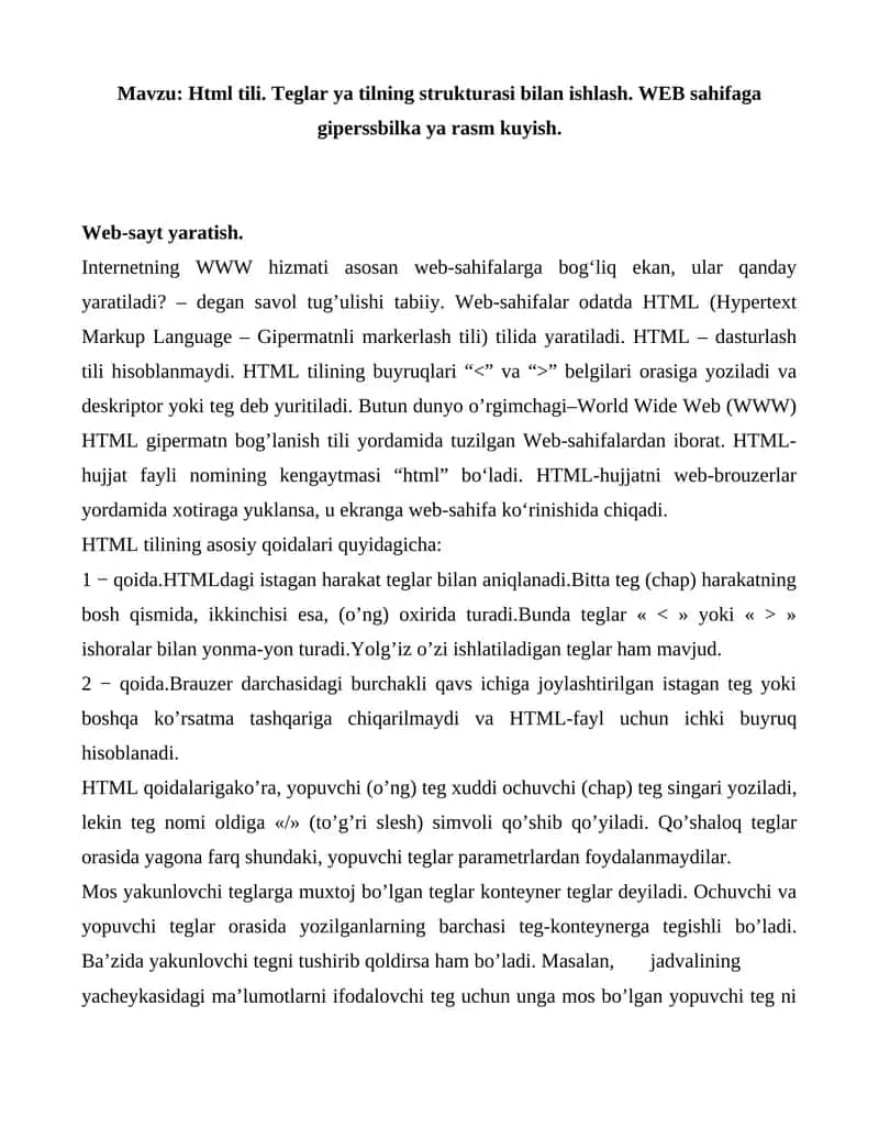 Html tili 1