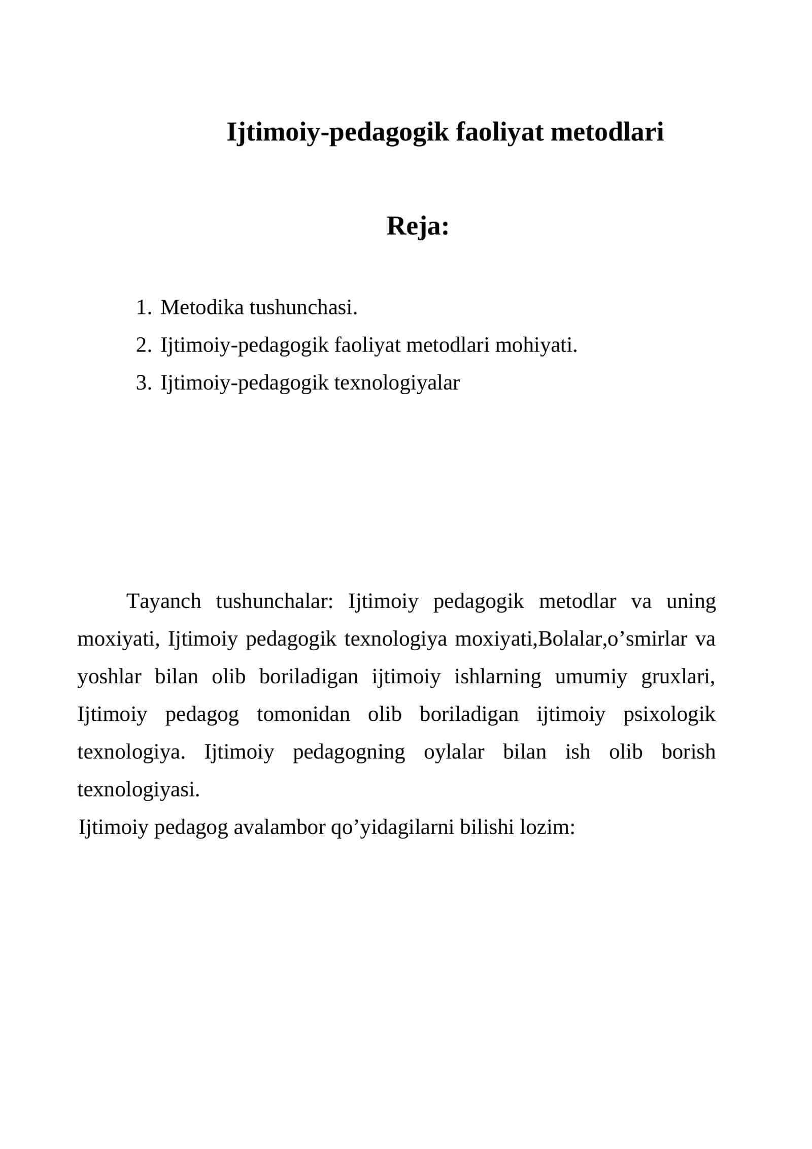 Ijtimoiy-pedagogik faoliyat metodlari 1