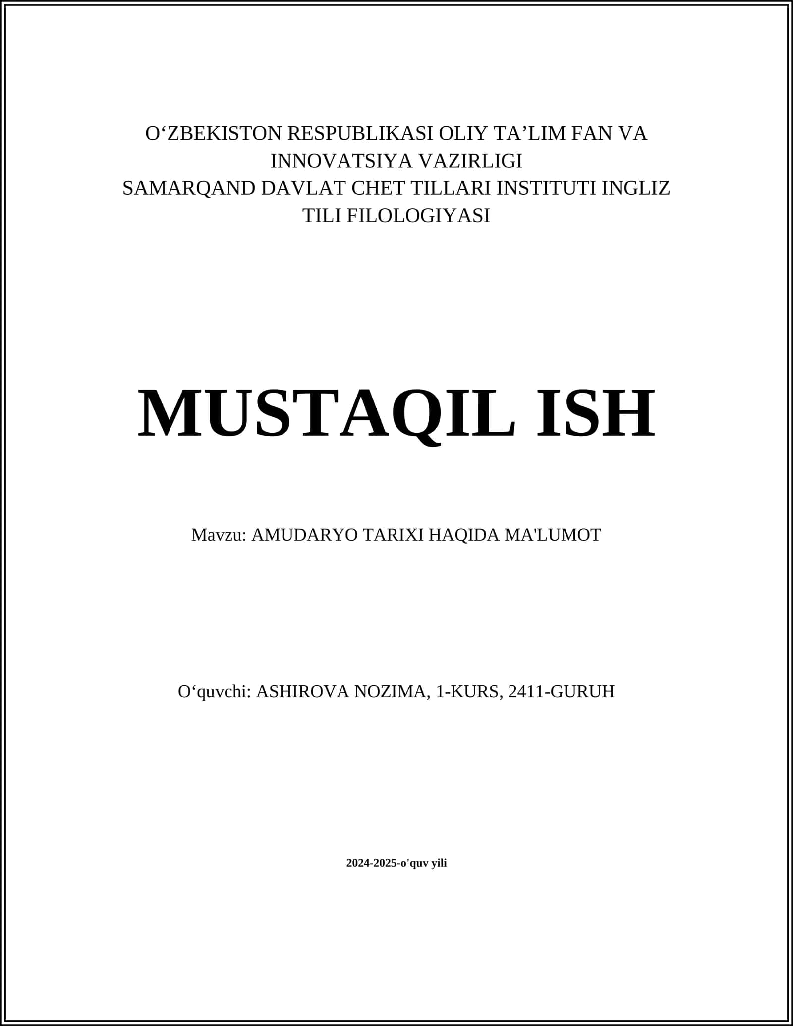 AMUDARYO TARIXI HAQIDA MA'LUMOT 1