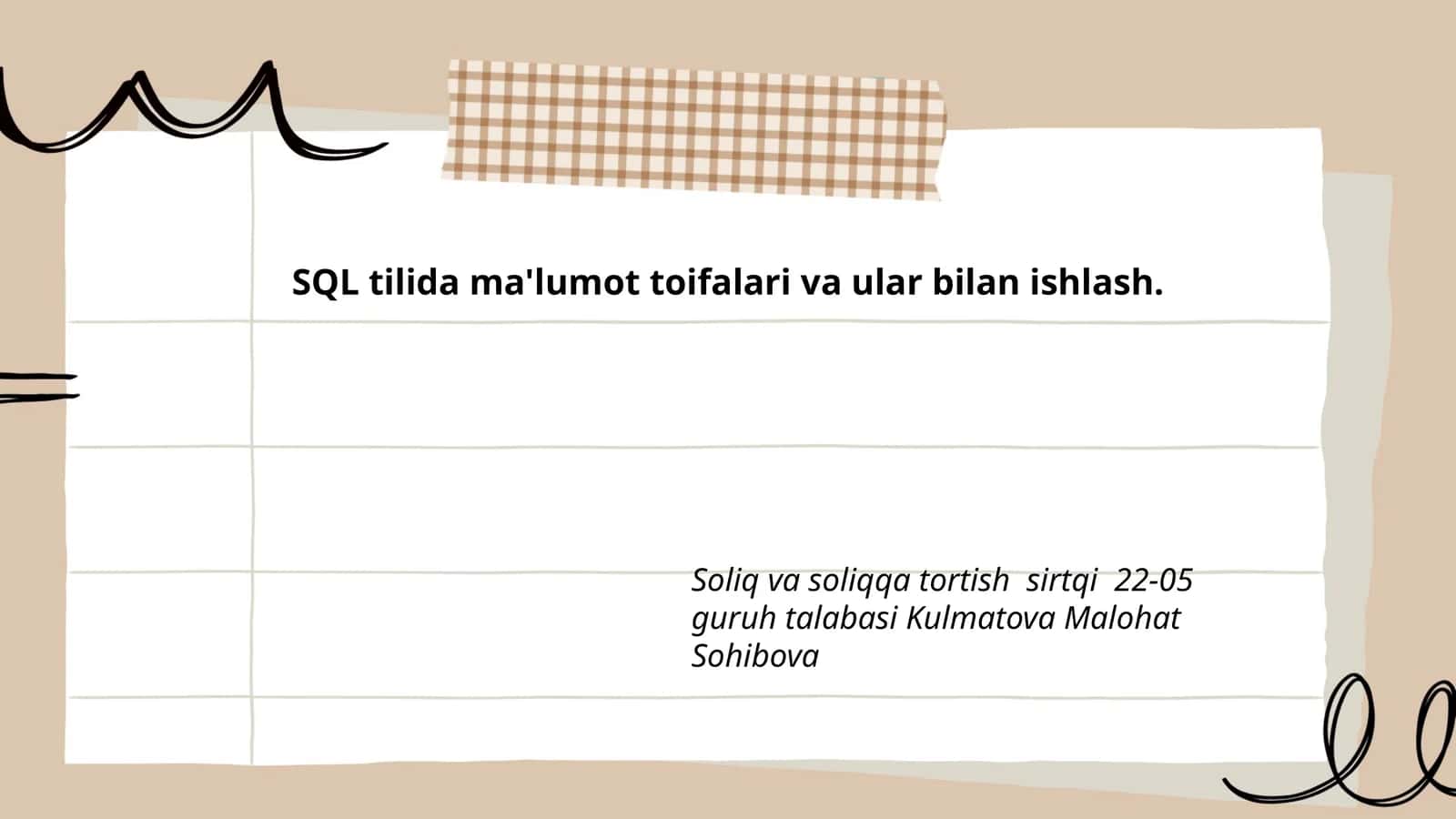 SQL Tilida Ma'lumot Toifalari 1