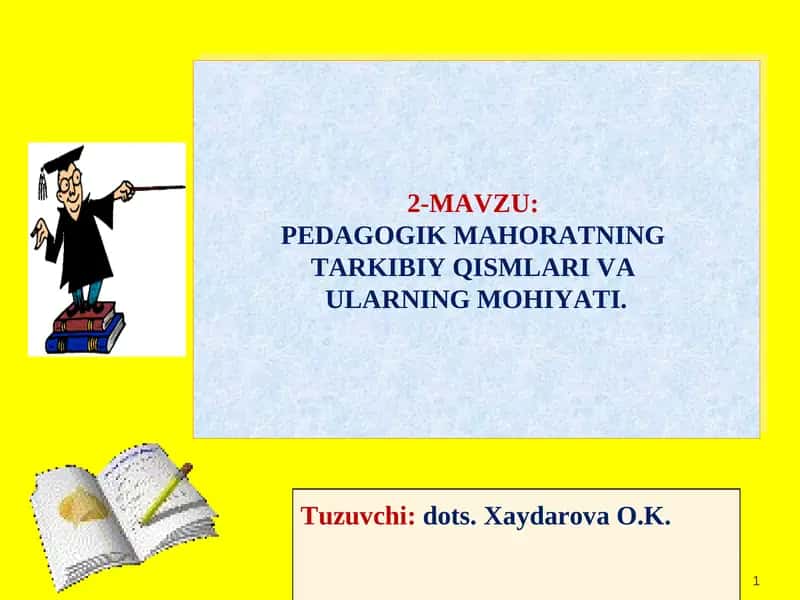 PEDAGOGIK MAHORATNING TARKIBIY QISMLARI VA ULARNING MOHIYATI 1